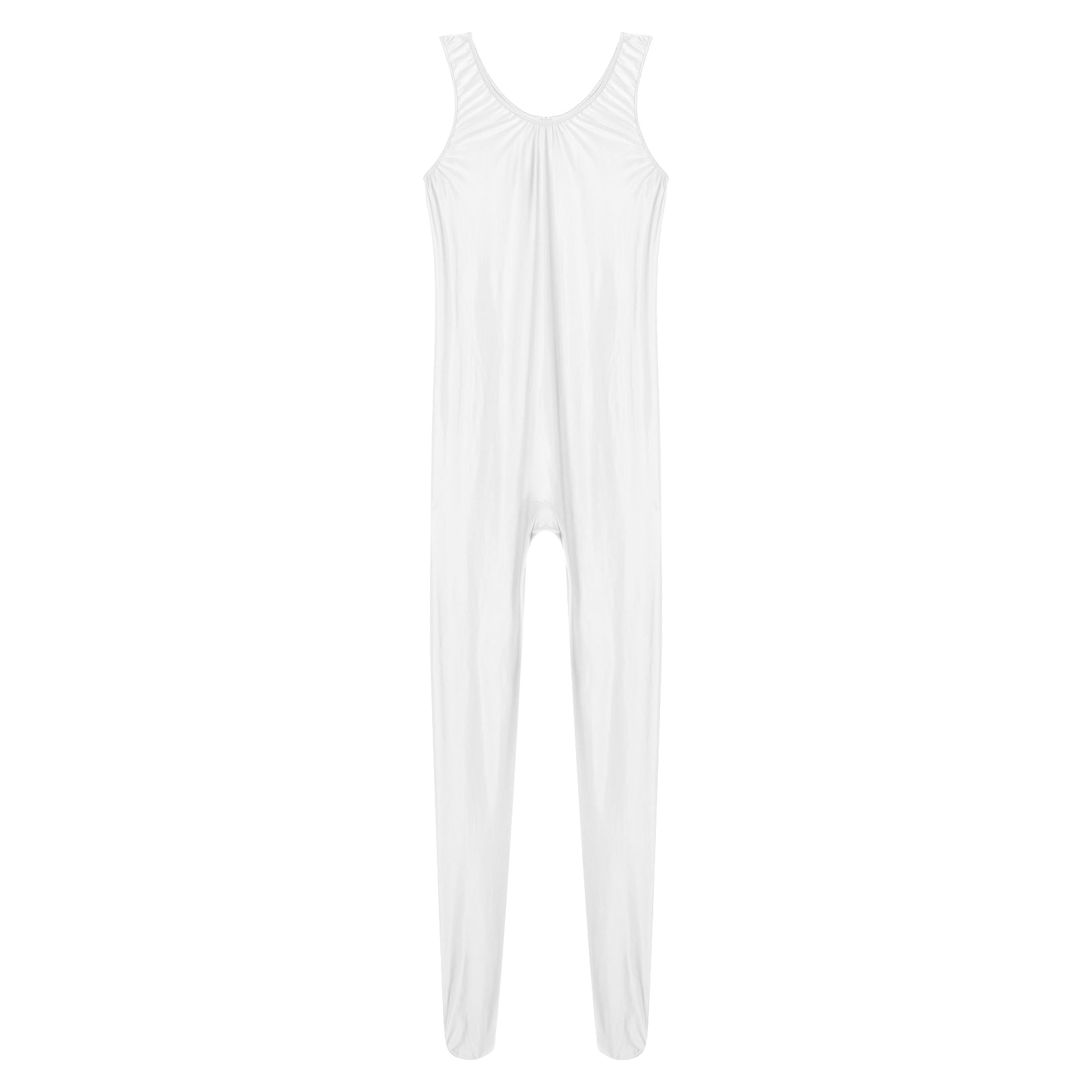 Women's Sleeveless Full Body Bodysuit Glossy Jumpsuit Gymnastics Fitness Swimming Leotard Pole Dance Costume Clubwear Lingerie