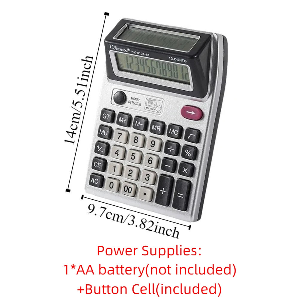 Dual Screen 12 Digits Calculator Multifunctional Battery Powered Mechanical Calculator Efficient Calculation Easy To Use