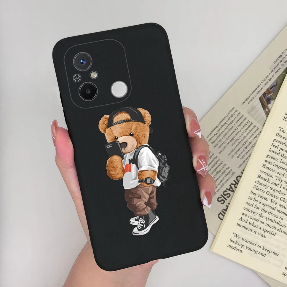Phone Case For Redmi 12C 11A 4G Cartoon Dinosaur Soft Silicon TPU Matte Back Cover Coque For Redmi 12 C 11 A 4G Funda Capa Shell