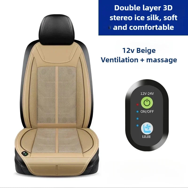 New Ventilated 12V 24V Cooling Car Seat Cushion Air Conditioned Heat Dissipation Ice Silk Pad Universal For Cars SUVs Trucks