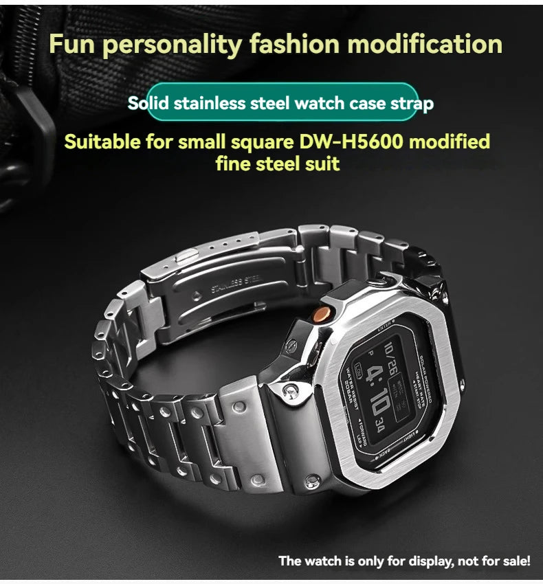 For Casio SHOCK Heart Rate Square DW-H5600 DW H5600 Stainless Steel Case Men's Stainless Steel Watch Strap Bezel Watchband Shell