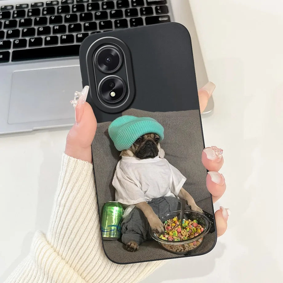 For Oppo A38 CPH2579 Phone Case New Fashion Soft Matte Silicone Rabbit Flower Goothic Style Capa For Oppo A18 CPH2591 Back Cover