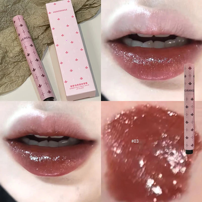 Shimmer Lip Jelly Pen Moisturizing Mirror Water Light Solid Lip Gloss Film-forming Non-Fading Gloss Lipstick Long-lasting Makeup
