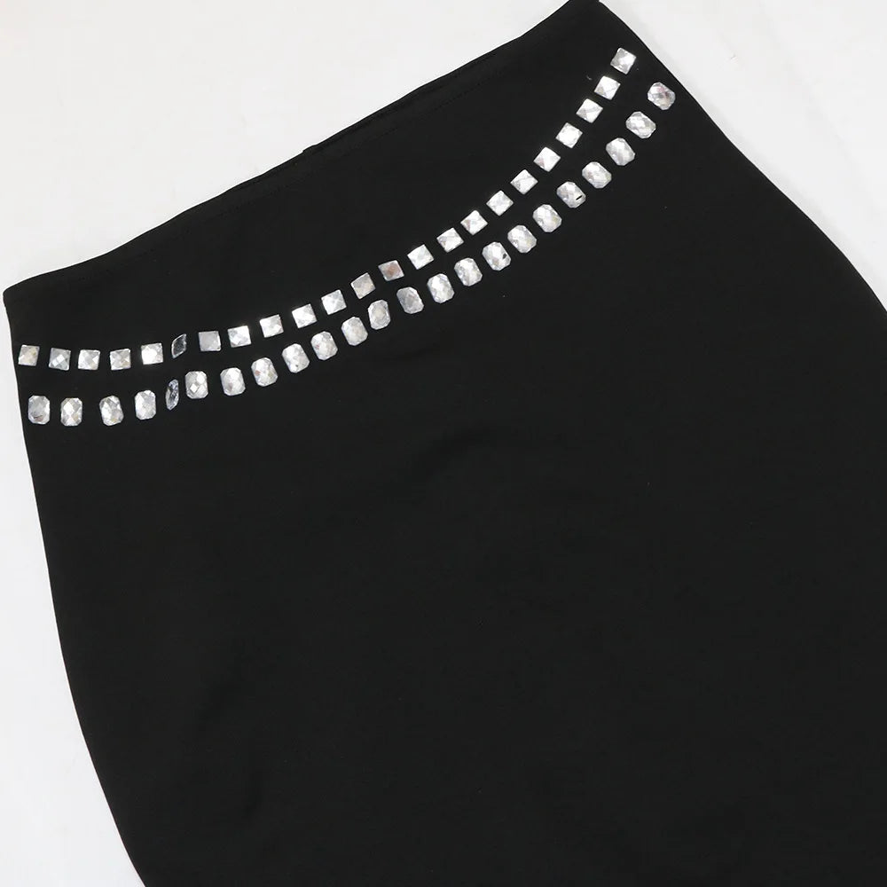 Women Dress Sets Floor Length Buttocks Skirts Two Pieces Set Matching Sets Diamonds Camisole High Street Party Night Evening