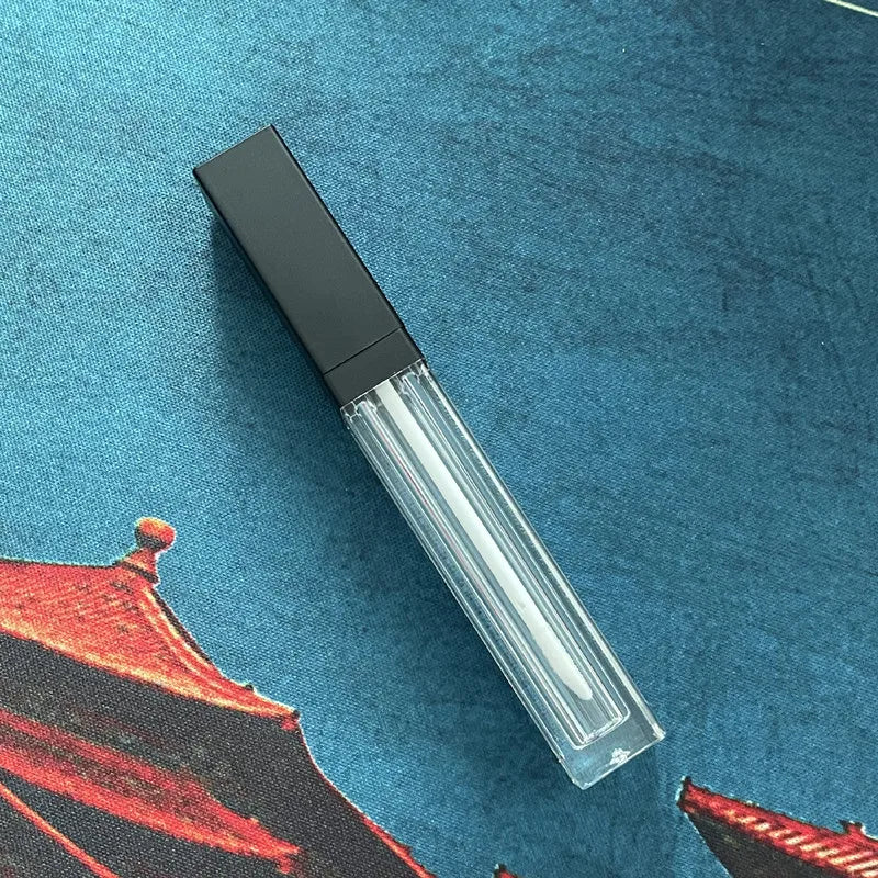 5ML Empty Lip Gloss Tubes Square Lip Balm Bottles,White,Black Cap Refillable Plastic Liquid Lipstick Container