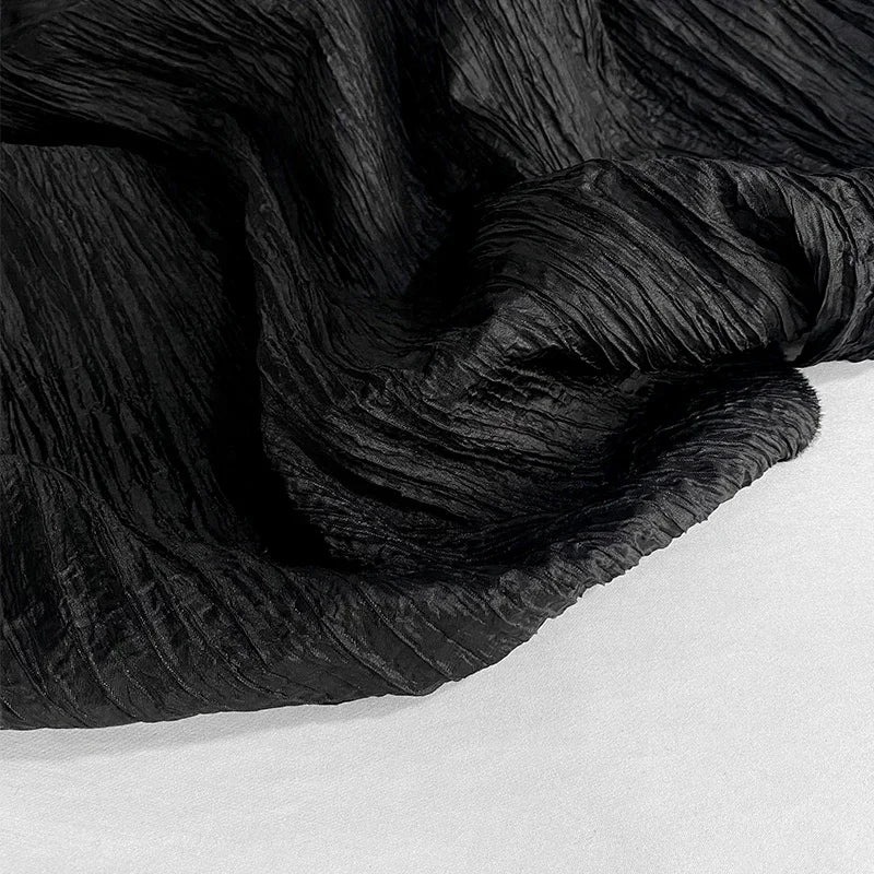 Irregular Pleated Fabric Glossy By Meters for Dress Skirt Shirt Windbreaker Diy Sewing Designer Cloth Soft Comfortable Plain Red