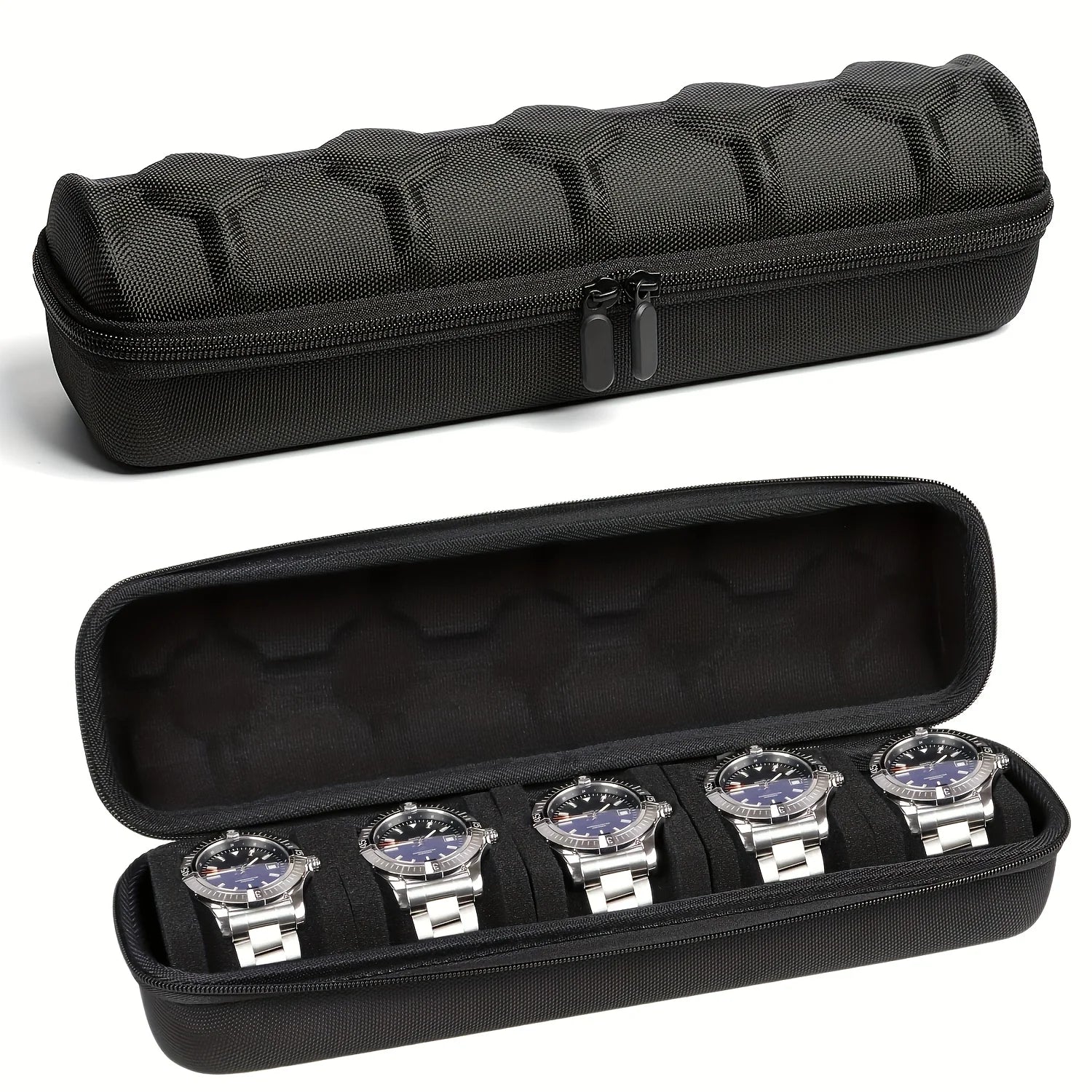 1pc Heavy-Duty Watch Organizer with Flip-Top Lid - 5-Slot Watch Storage Box, Scratch-Resistant Interior, Portable Watch Case