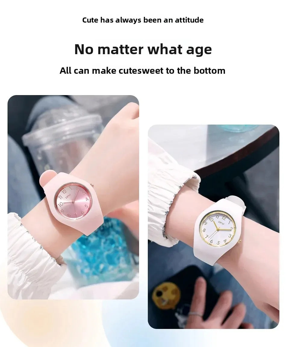 Ladies Fashion Watch Couple Quartz Watch Jelly Color Rubber Sports Clock Suitable for Women Men Starry Earth Rainbow Watch