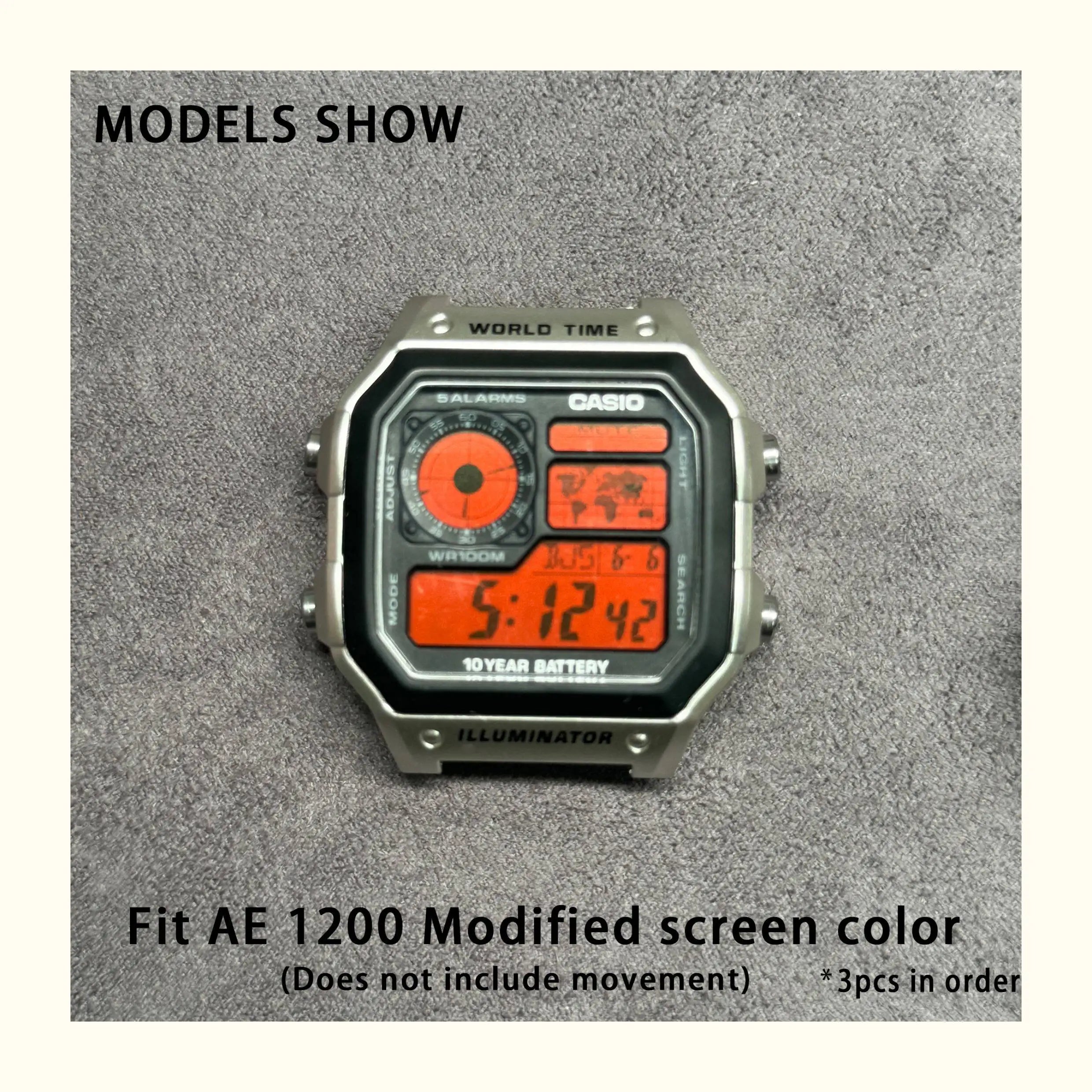 Color Display Film for Casio AE-1200 AE-1300, DIY Screen Modification Overlay Sticker, High-Quality Watch Dial Upgrade Kit