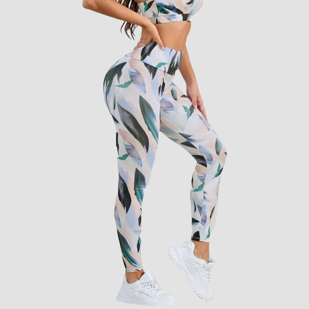 Women's Knitted Print Leggings pants High Waist No Roll Down Breathable Quick Dry Gym Fitness Running Hip Lifting Sports Wear