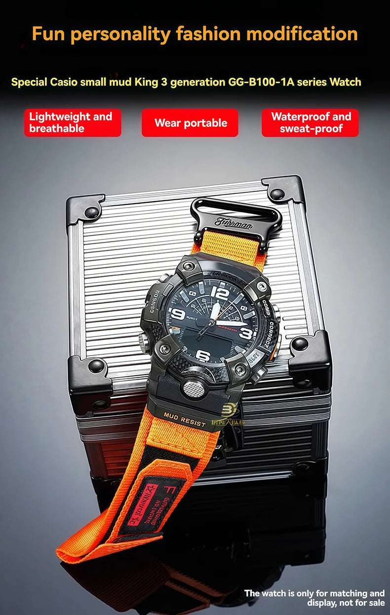 GG-B100 Modified Watch Strap For Casio G-shock GG-B100 series Sports Nylon Canvas WatchBand Men's watch accessories