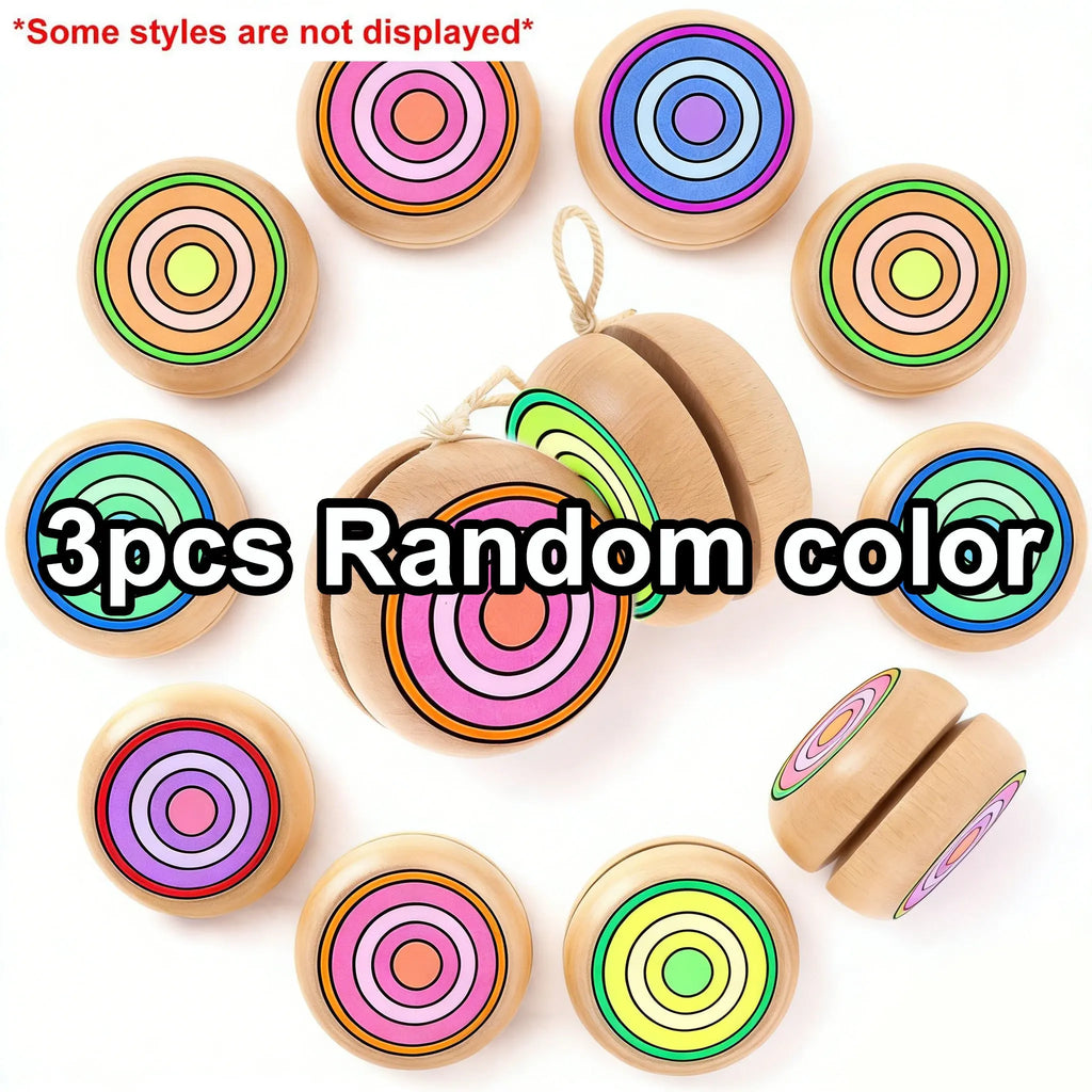 3PCS Handcrafted Wooden Yoyo - Circular Exercise Toy with DIY Paintable Surface, Perfect for Party Games, Adult Hobby ZSY