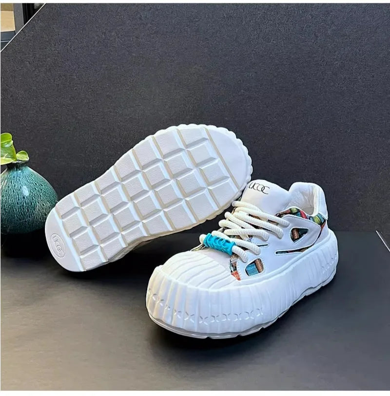 New Arrival Men Fashion Genuine Leather Casual Shoes Spring Autumn Luxury Designer Youth Trending Thick Bottom Chunky Sneakers