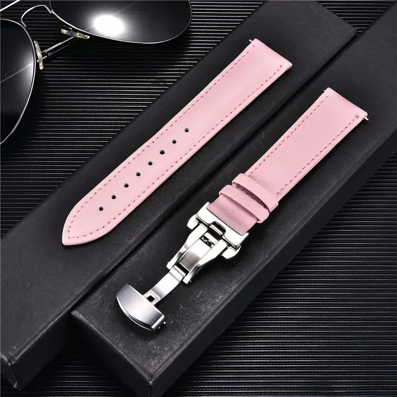New Women's Business Commuter Strap 18mm 20mm 22mm 24mm with Automatic Butterfly Buckle Watchband