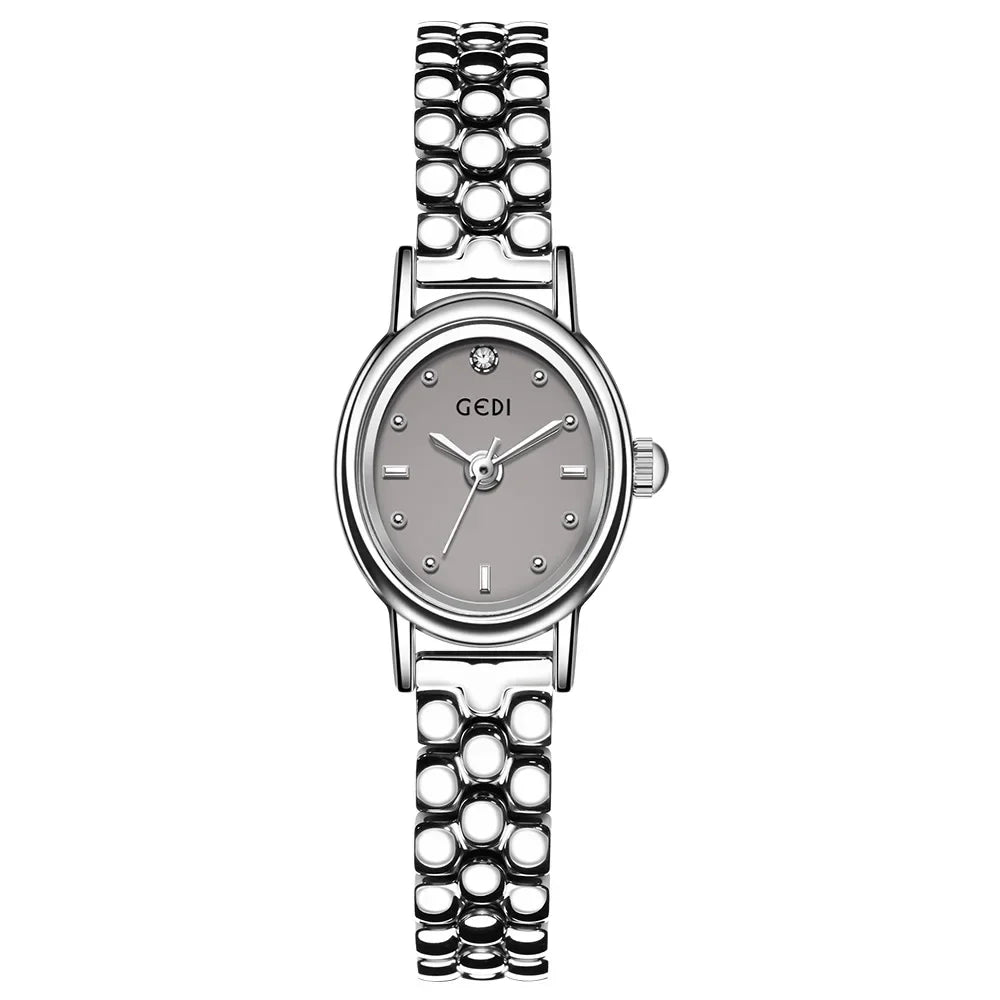 Women Watch for Girls Small Wrist Quartz Reloj Muje Sliver Grey Gold Oval Orologio Ladies Wristwatch Stainless Steel Band Clock