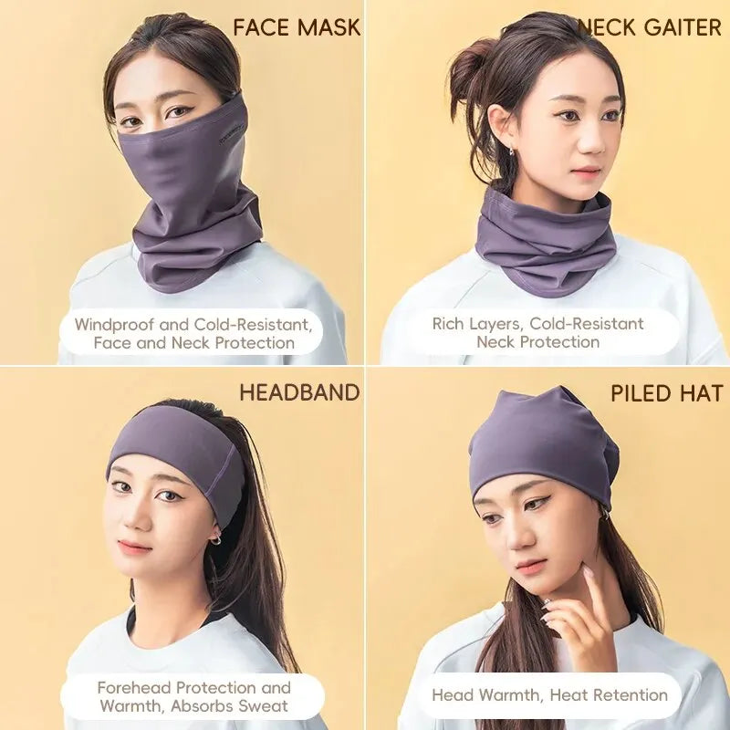 ROCKBROS Winter Warm Cycling Face Mask Windproof Thermal Fleece Bike Headband Scarf Men Women Breathable Cycling Neck Gaiter