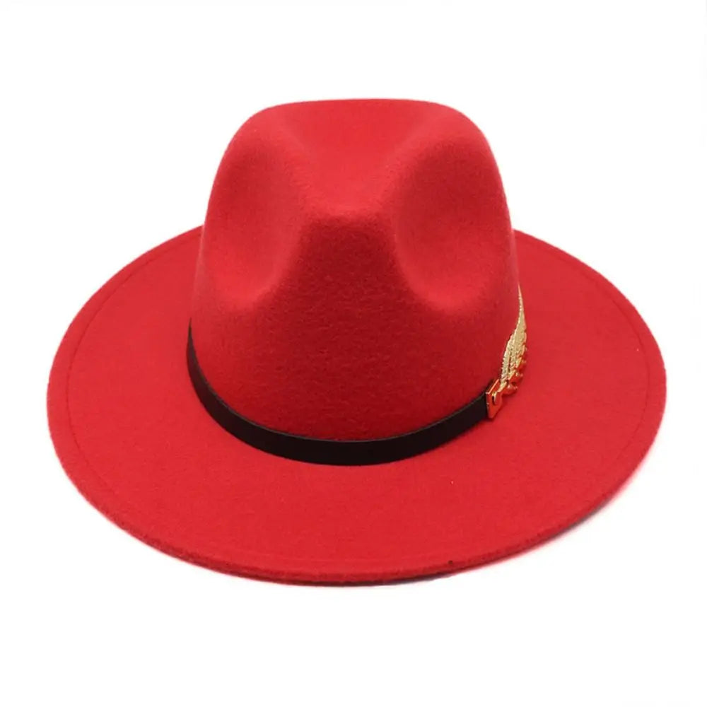 Large Brimmed Woolen Hats Formal Occasion Leaf Decoration Fedora Hat Performance Cap Casual British Vintage Hats Men Women