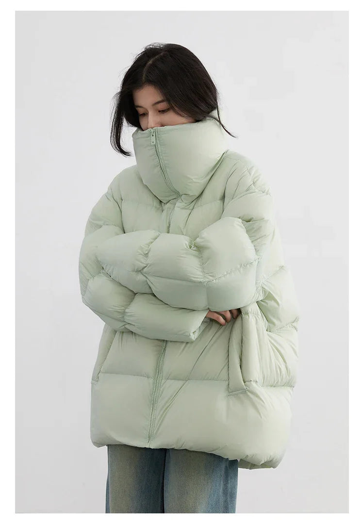 CHIC VEN Women's Down Coats Korean Stand Collar Simple Solid Color Warm Casual Jackets Soft Fashion Female Clothing Winter 2025