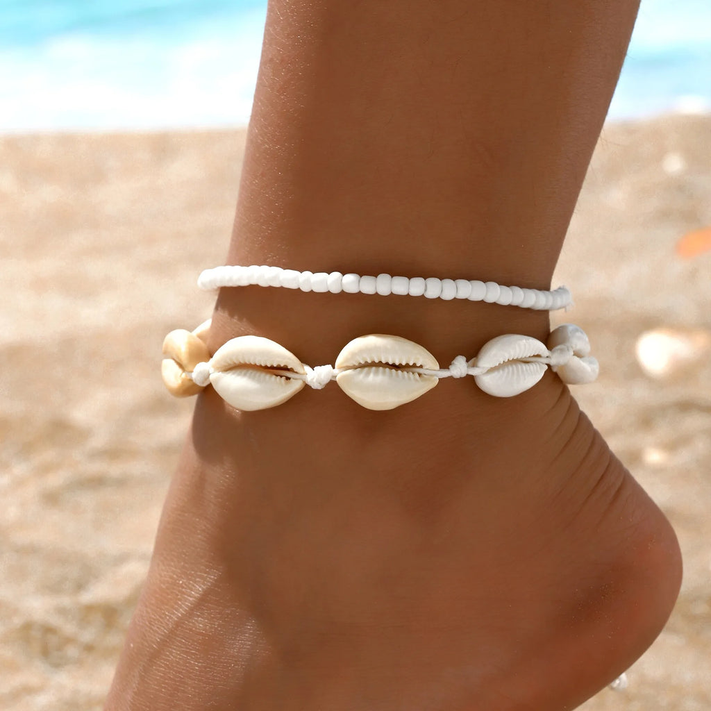 Best Sellers! Summer beach vacation handmade woven shell foot decoration