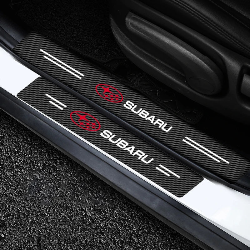 Car Door Threshold Scuff Plate Carbon Fiber Decals Stickers For Subaru Impreza Forester Outback Legacy Crosstrek XV Leone WRX