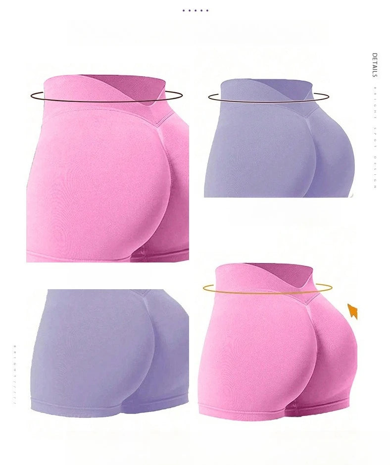 Women Summer V- Waisted Yoga Shorts Fashionable and Sexy Running Fitness Pants Gym High Elastic Hip Liftting Sports Shorts