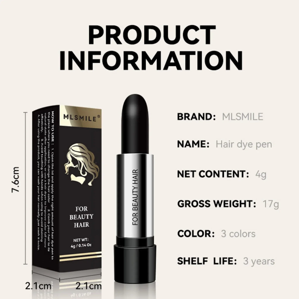 Black Brown Disposable Temporary Hair Dye Pen Lipstick Style White Hair Coverage Hair Coloring Dyeing Chalk Quick Hair Color Dye