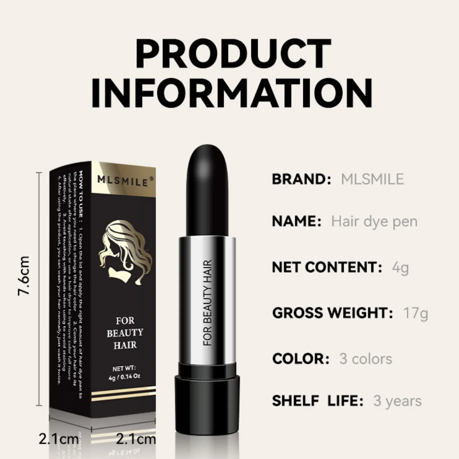 Black Brown Disposable Temporary Hair Dye Pen Lipstick Style White Hair Coverage Hair Coloring Dyeing Chalk Quick Hair Color Dye