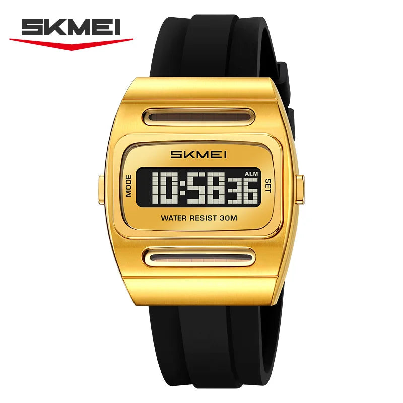 SKMEI 2563 New Solar Men's Digital Watch Silicone Strap Waterproof Multi functional Electronic Watch Alarm Clock reloj hombre