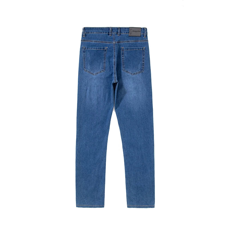 Summer Thin Mens Clothing Cowboys Slim Straight Jeans Men Denim Pants Casual Regular Fitness Men's Trousers Light Blue 2025