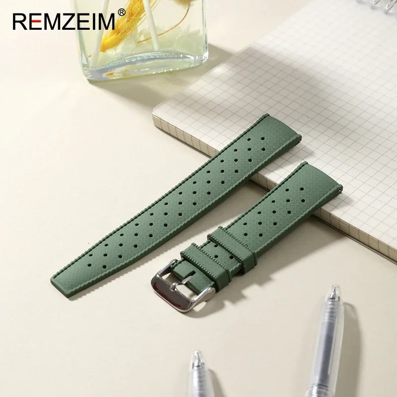 Quick Release Men's and Women's Leisure Universal  Watch Strap 18mm 20mm 22mm Soft Tropical Silicone Watch Strap