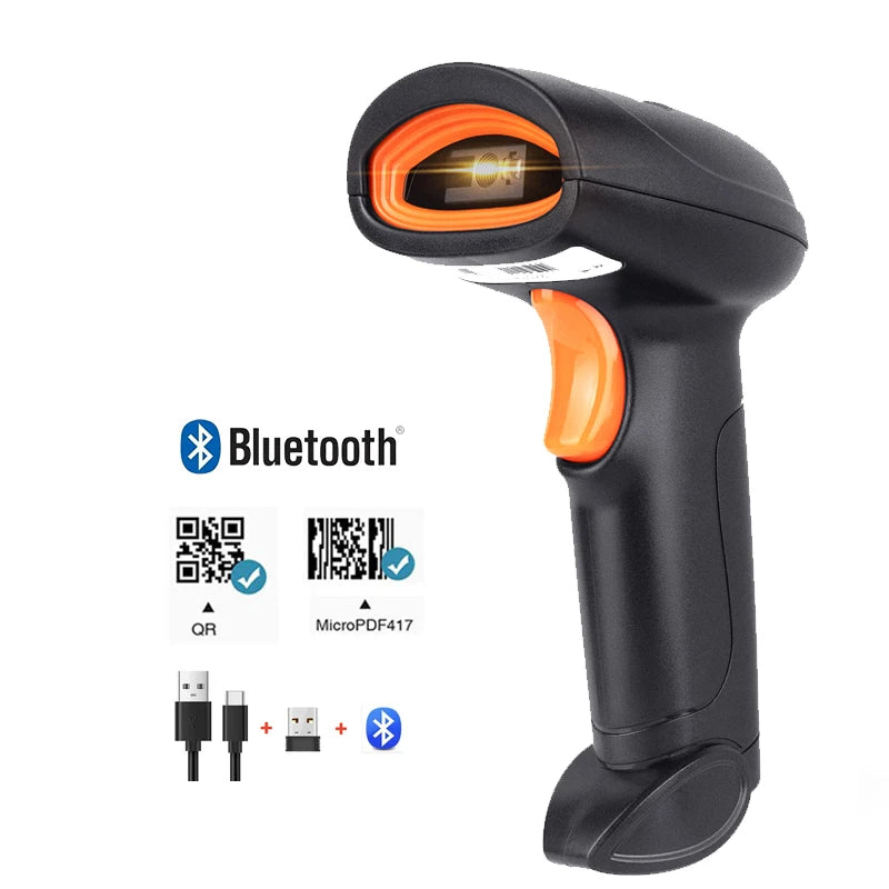 KEFAR Wireless Barcode Scanner Wired Handheld Barcode Reader Bluetooth QR PDF417 DM Codes Reader for Smartphone Screan Reader