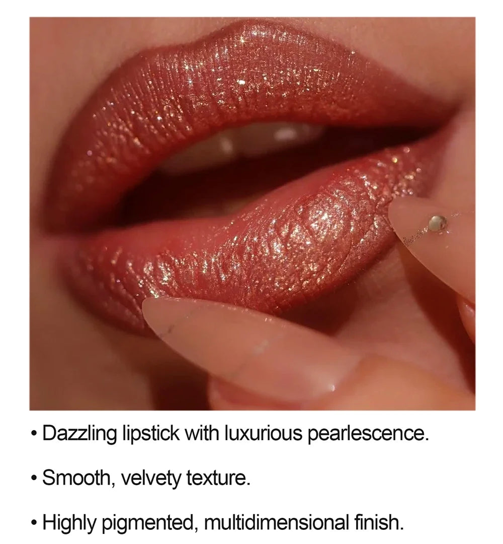 Black Tube Shiny Diamond Lipstick Pearl Moisturizing Glitter Lip Tint Balm Waterproof  Lasting Lip Gloss Shimmer Sexy Lip Makeup