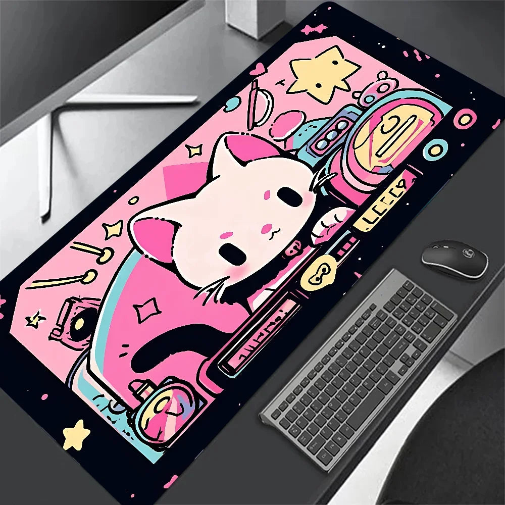 Black Cat Clouds Fast Delivery Keyboard mouse pads lock-edge Mouse pad kawaii Pink Purple Office desktop protection pad XXL rug