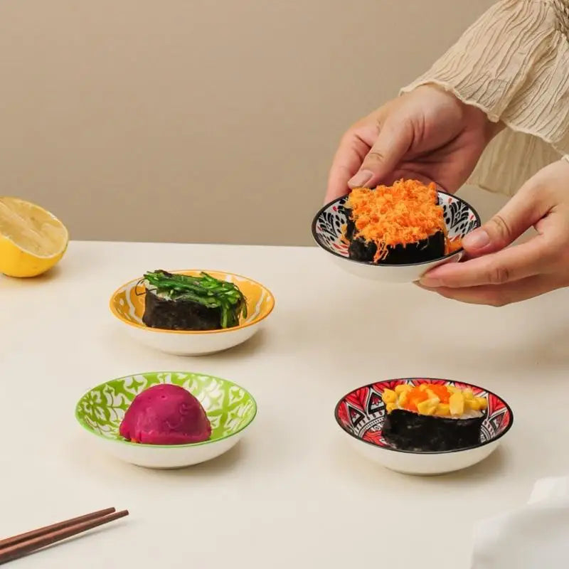 【HGPA】Ceramic Condiment Dishes, Bohemian Style Plates, Sauce Dishes, Suitable For Kitchens, Restaurants, Sushi Shops