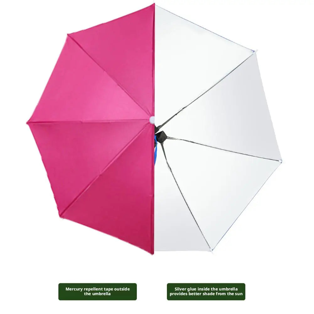 Rain Umbrella Hat Foldable Sun Shade Waterproof Fishing Headwear Cap Beach Head Hats Double-Layer UV Protection Sunscreen