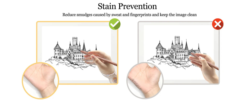 Three-layer Non-slip Glove for iPad/Graphics Drawing Tablet HUION /WACOM/XP-PEN, Drawing Glove for sketching Paiting Art Student