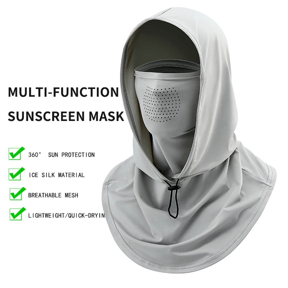 Outdoor sports sun protection mask hat all-in-one summer fishing sun hat full face ice silk breathable scarf driving and cycling