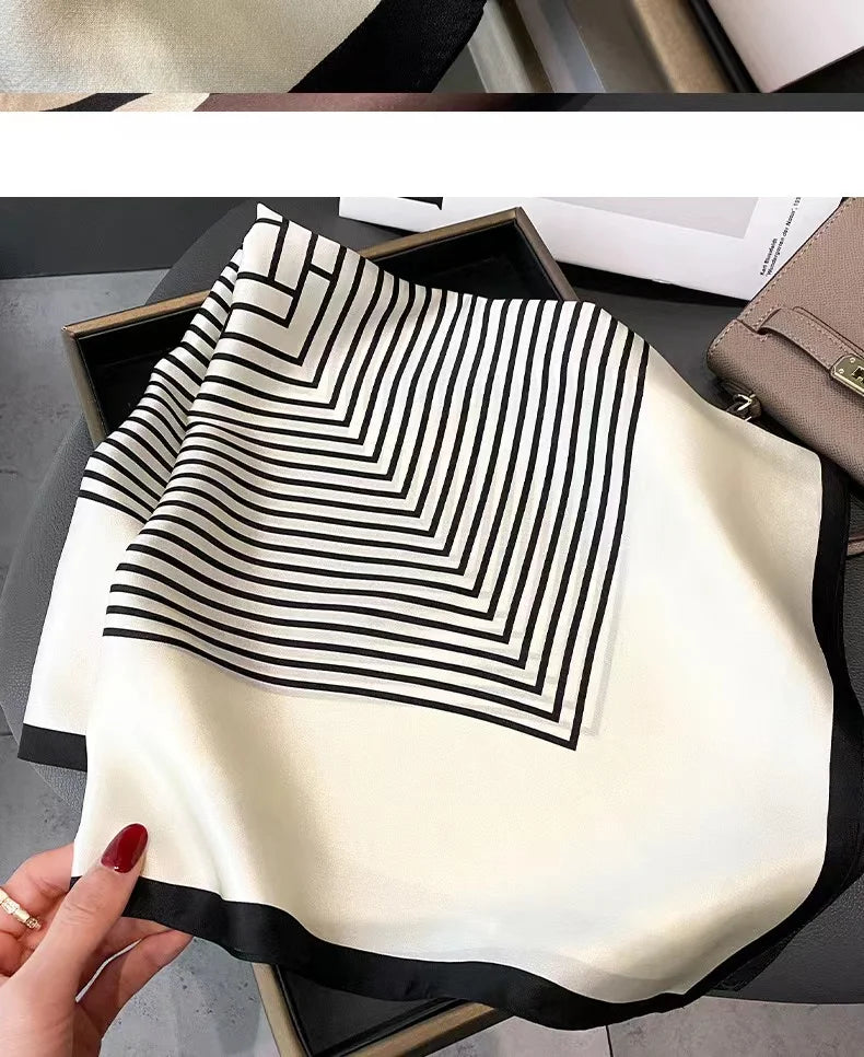 2026 new 90cm new striped women's professional square headscarf travel sunscreen scarf unique and chic accessories