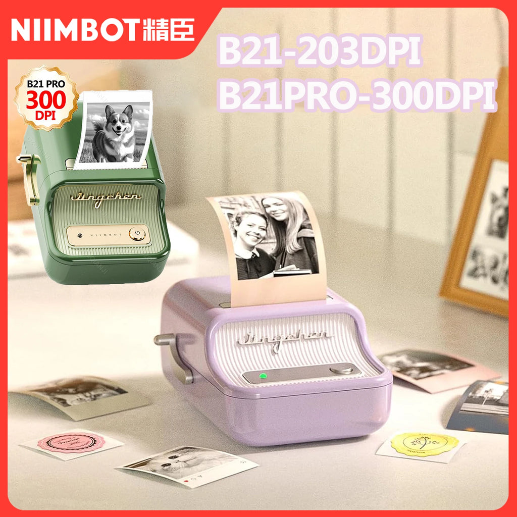 B21PRO 300dpi New NiiMbot B21 Mini Thermal Printer Wireless Barcode Label Maker Bluetooth Portable Adhesive for Office Home Use