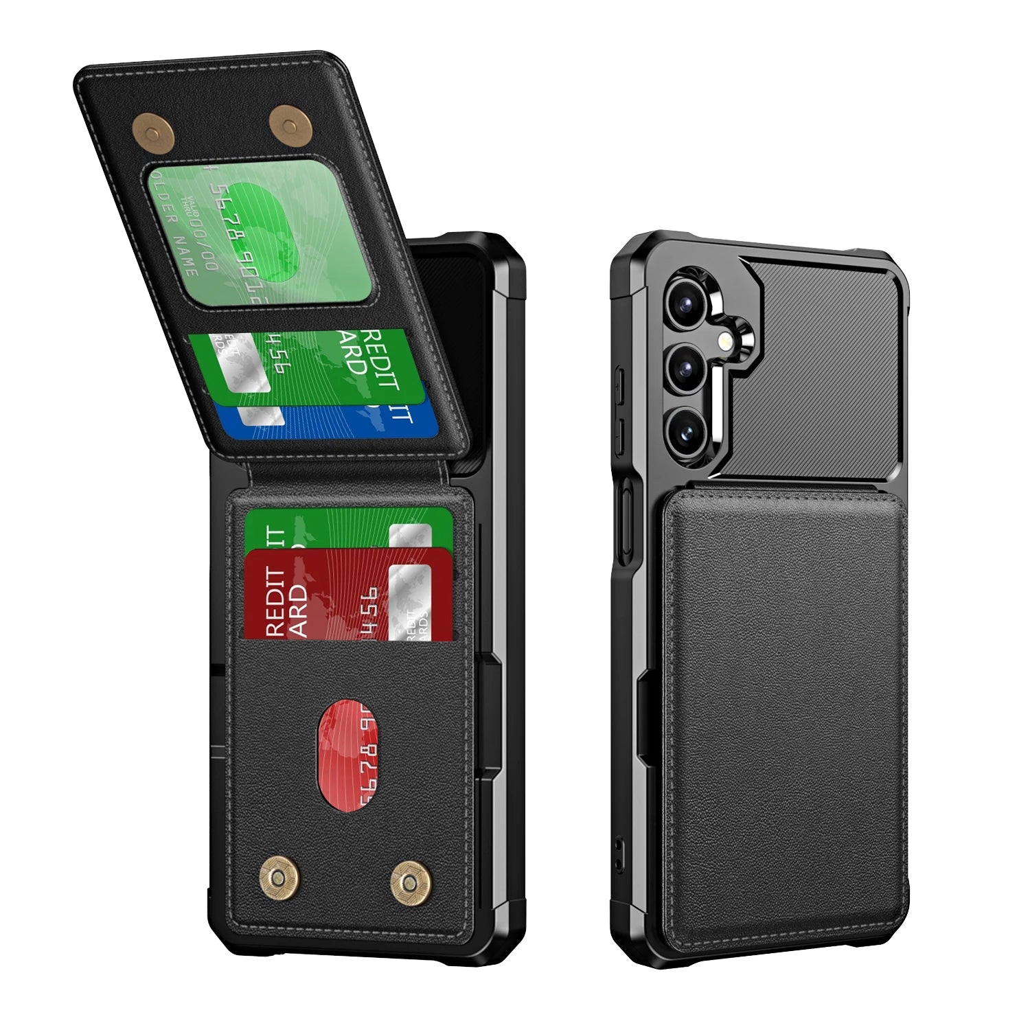 Vertical Cards Solt Wallet Leather Case For Samsung Galaxy S25 Ultra S24 FE S23 Plus S22 A16 A55 A35 A15 A25 A54 Anti Fall Cover