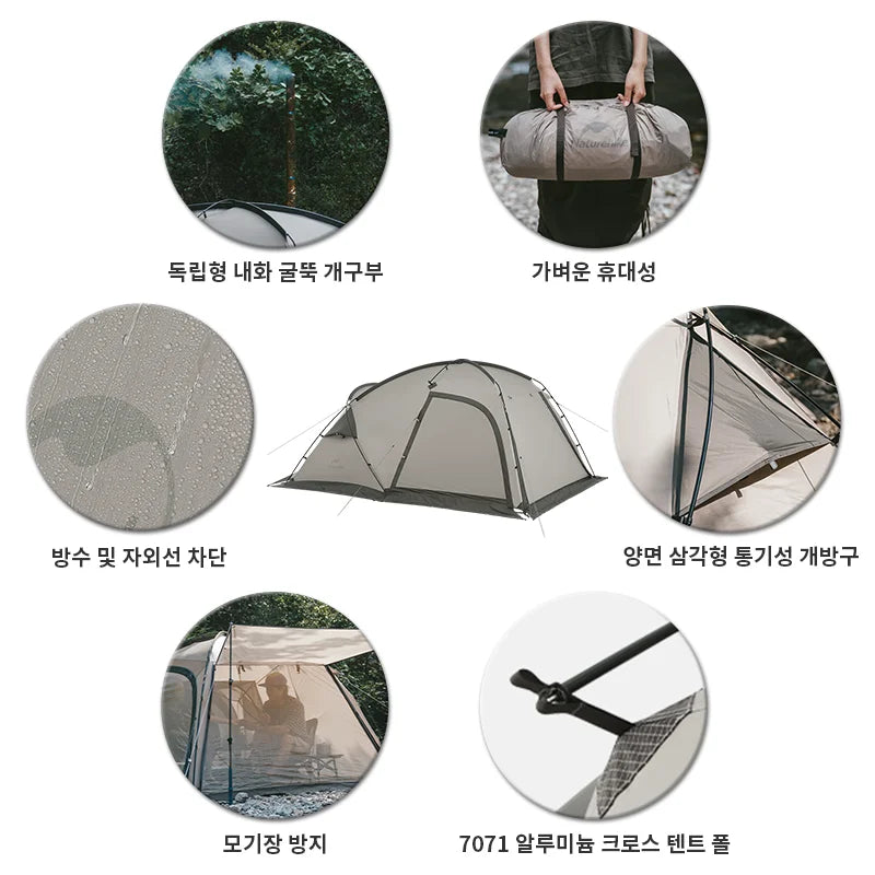 Naturehike Tent 2 Person Outdoor Camping Shelter Ultralight Hiking Awning Tent One Room One Hall Rainproof Sunscreen Travel Tent