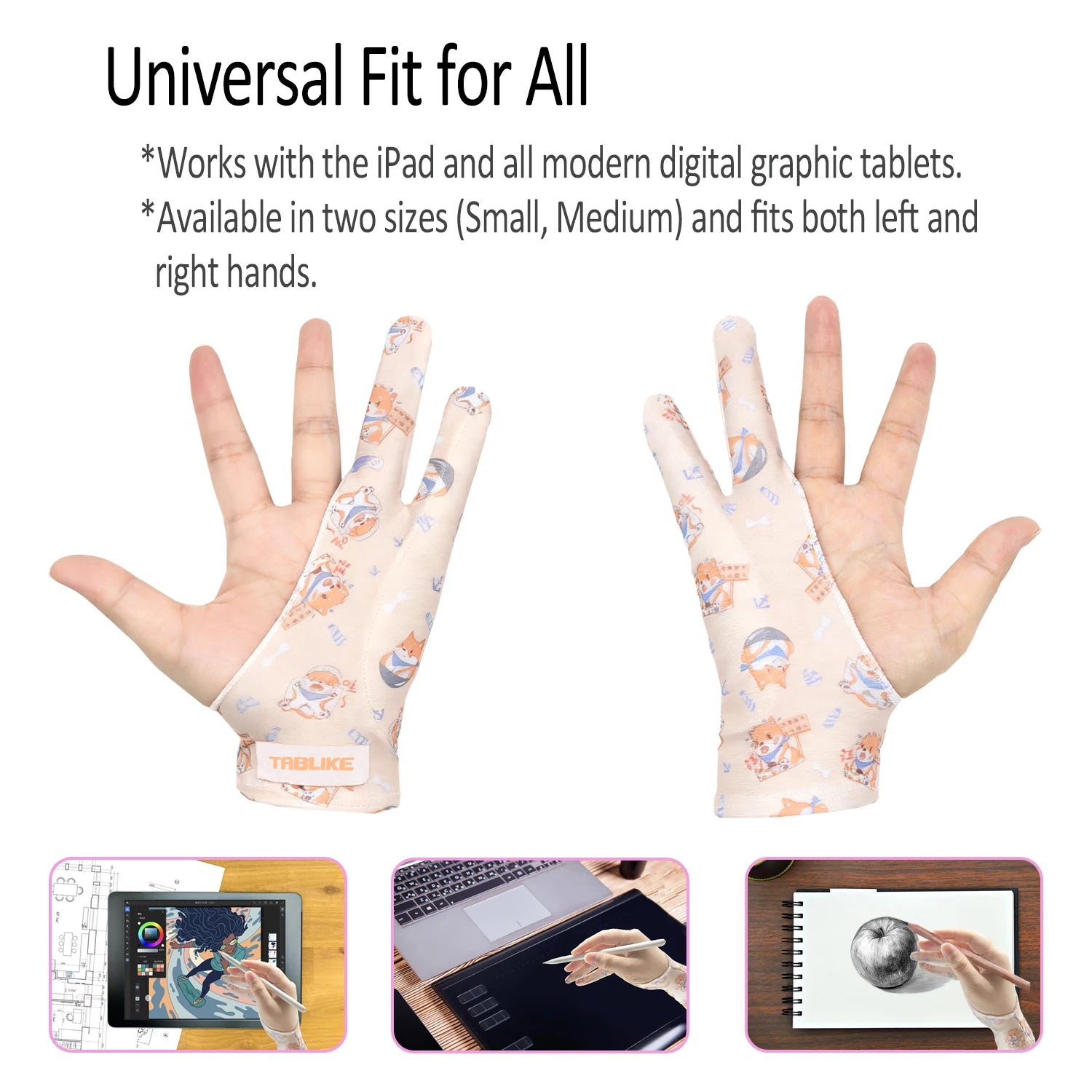 Three-layer Non-slip Glove for iPad/Graphics Drawing Tablet HUION /WACOM/XP-PEN, Drawing Glove for sketching Paiting Art Student