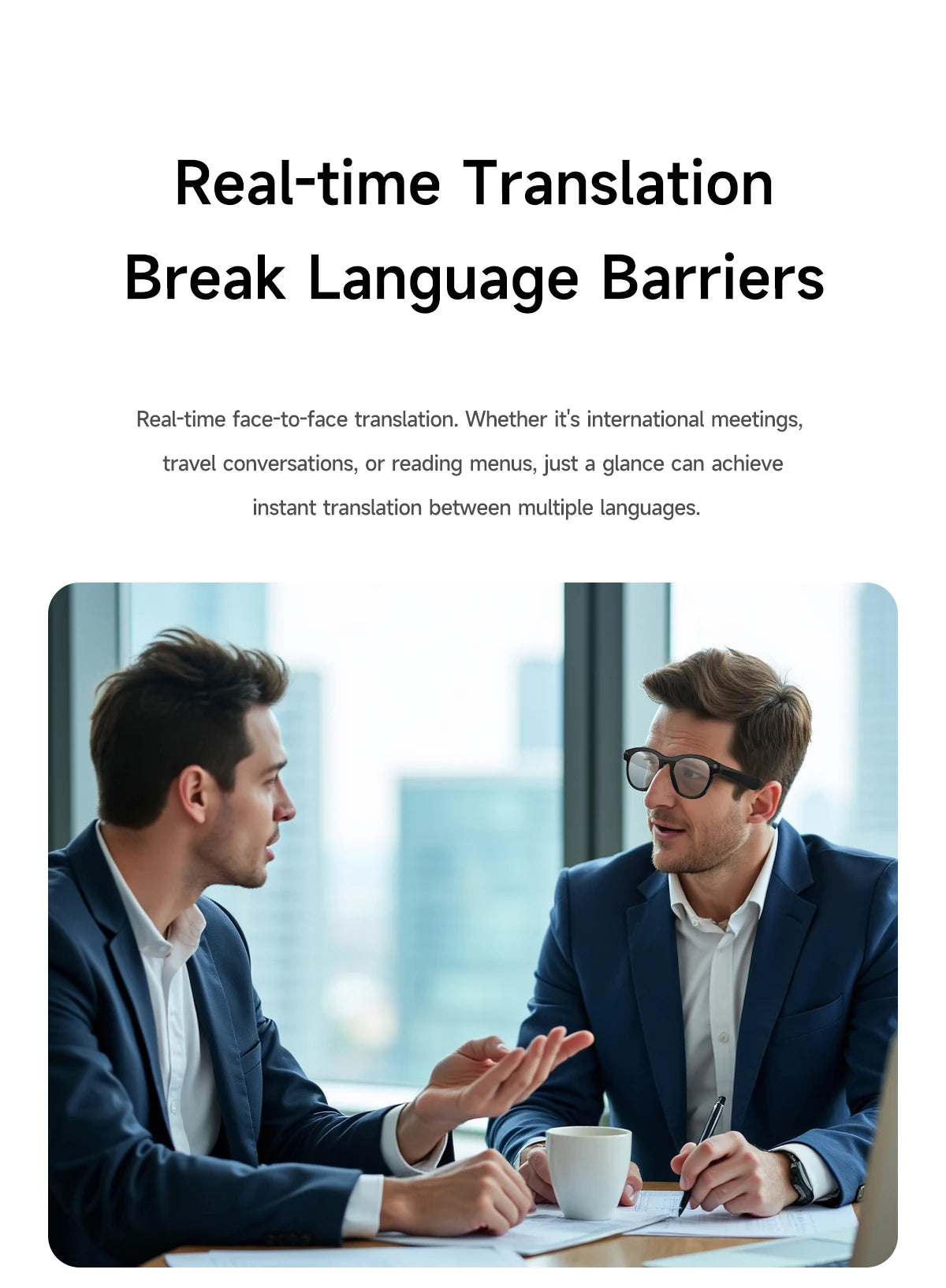AI Smart Camera Glasses for Men And Women with Real-Time Translation Object Recognition Video Recording And Bluetooth Calling