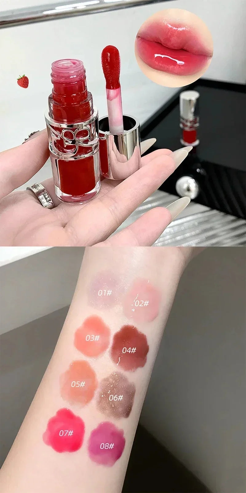 Transparent Moisturizing Lip Gloss Hydrating Drying Lips Mirror Lipstick Makeup Crystal Lip Oil Mirror Lip Glaze Tinted Plumper