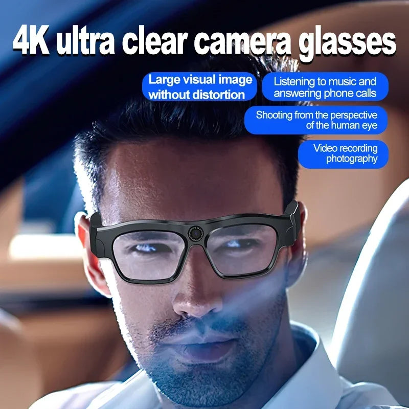 New 2K/4K High-definition Sports Camera Glasses for Video Recording Outdoor Sports Sunglasses with Bluetooth Call Smart Glasses