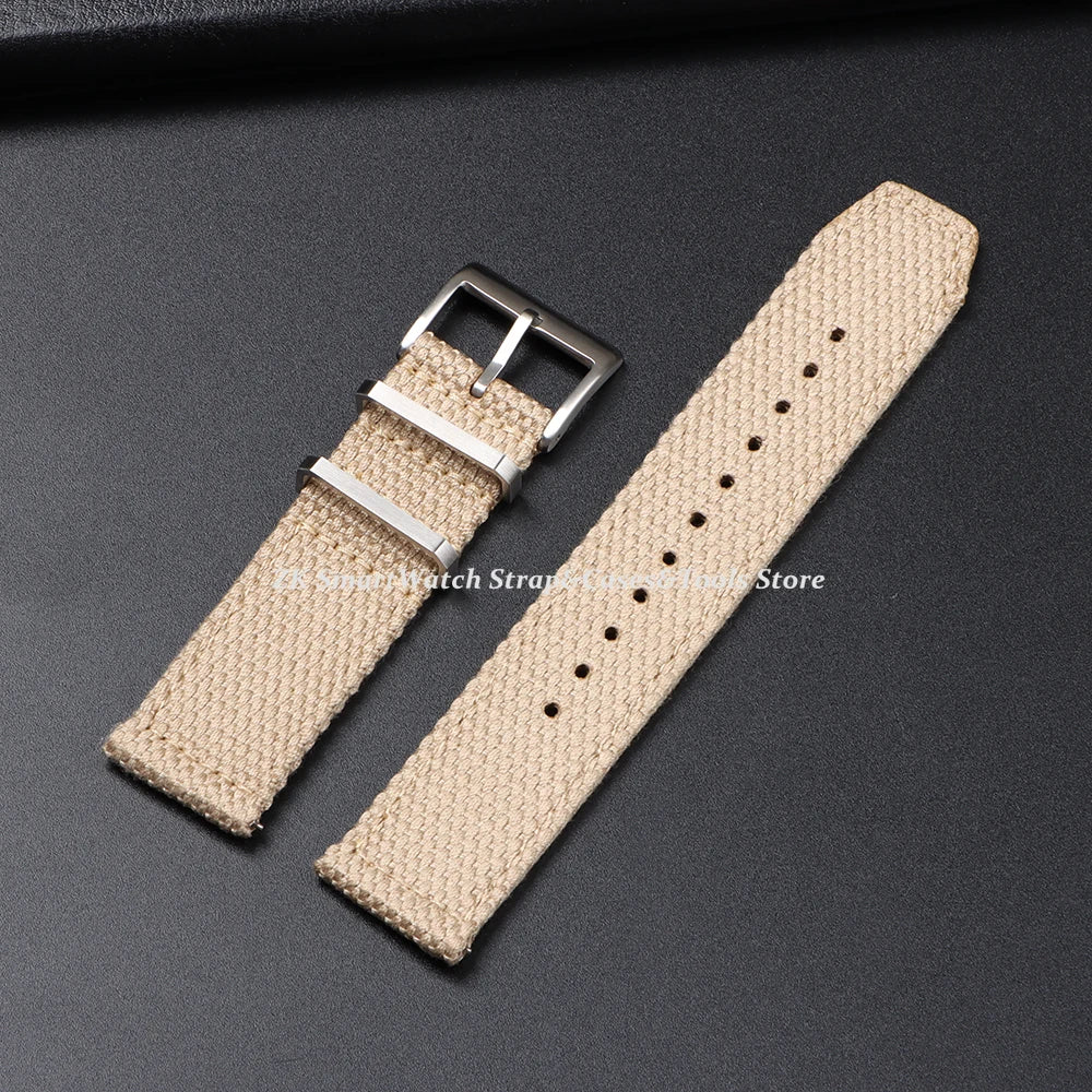 Genuine Linen Nylon Watch Strap 20mm 22mm for Omega Business Cotton Fabric Bracelet Breathable Woven Sports Strap for Men Women