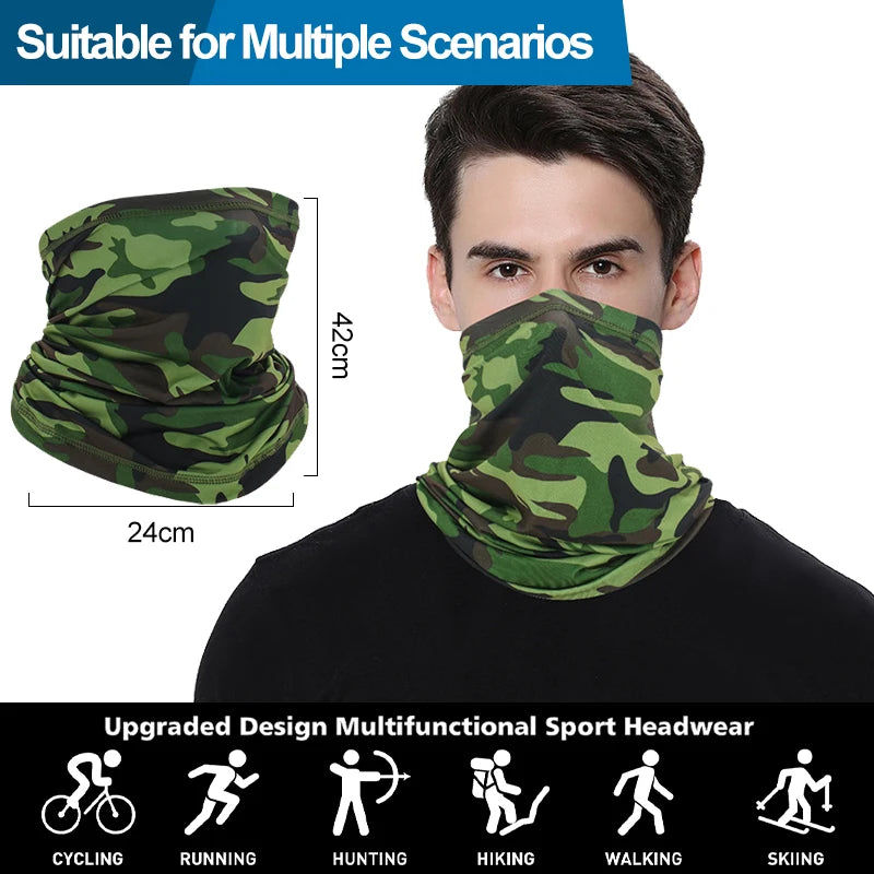 2PCS UV Protection Face Mask Seamless Bandana Mask Man Women Face Scarf Neck Outdoor Fishing Hiking Cycling Antidust Breathable