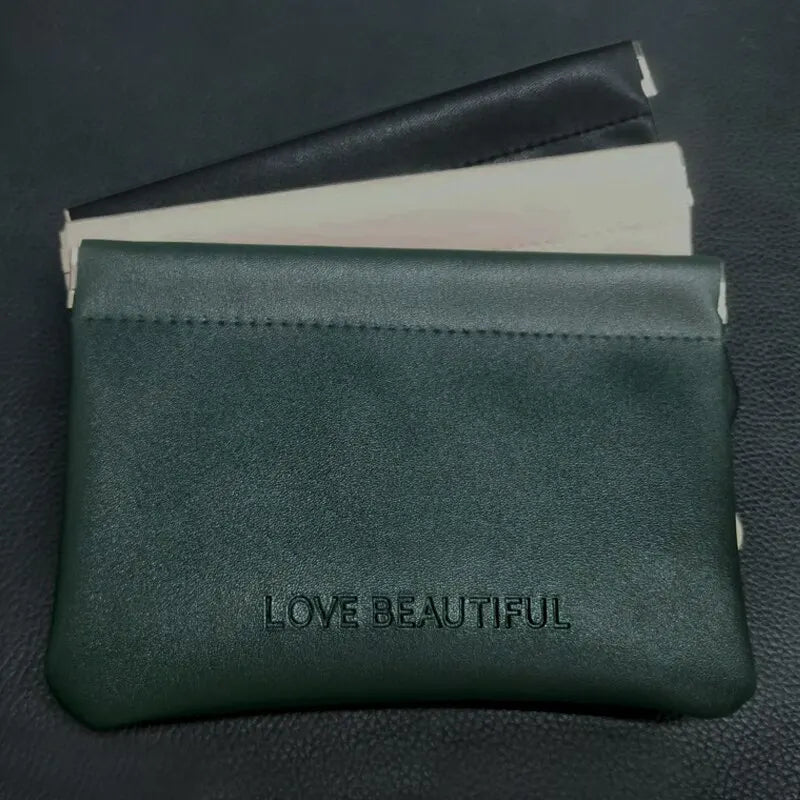 Fashion PU Leather Storage Bag Automatic Closure Waterproof Purse Portable Earphone Charging Line Cosmetic Lipstick Jewelry Bag