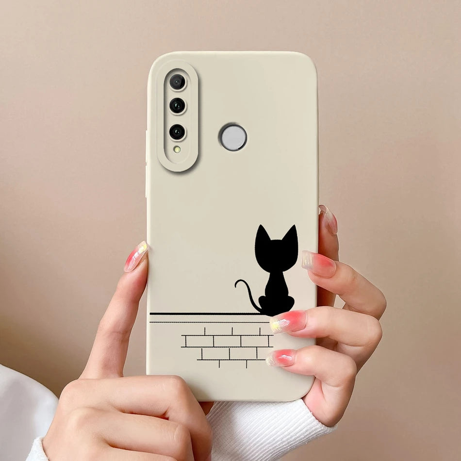 For Honor 10i Phone Case Butterfly Cat Soft Liquid Silicone Camera Protection Cover For Huawei Honor 10 i Model HRY-LX1T Fundas