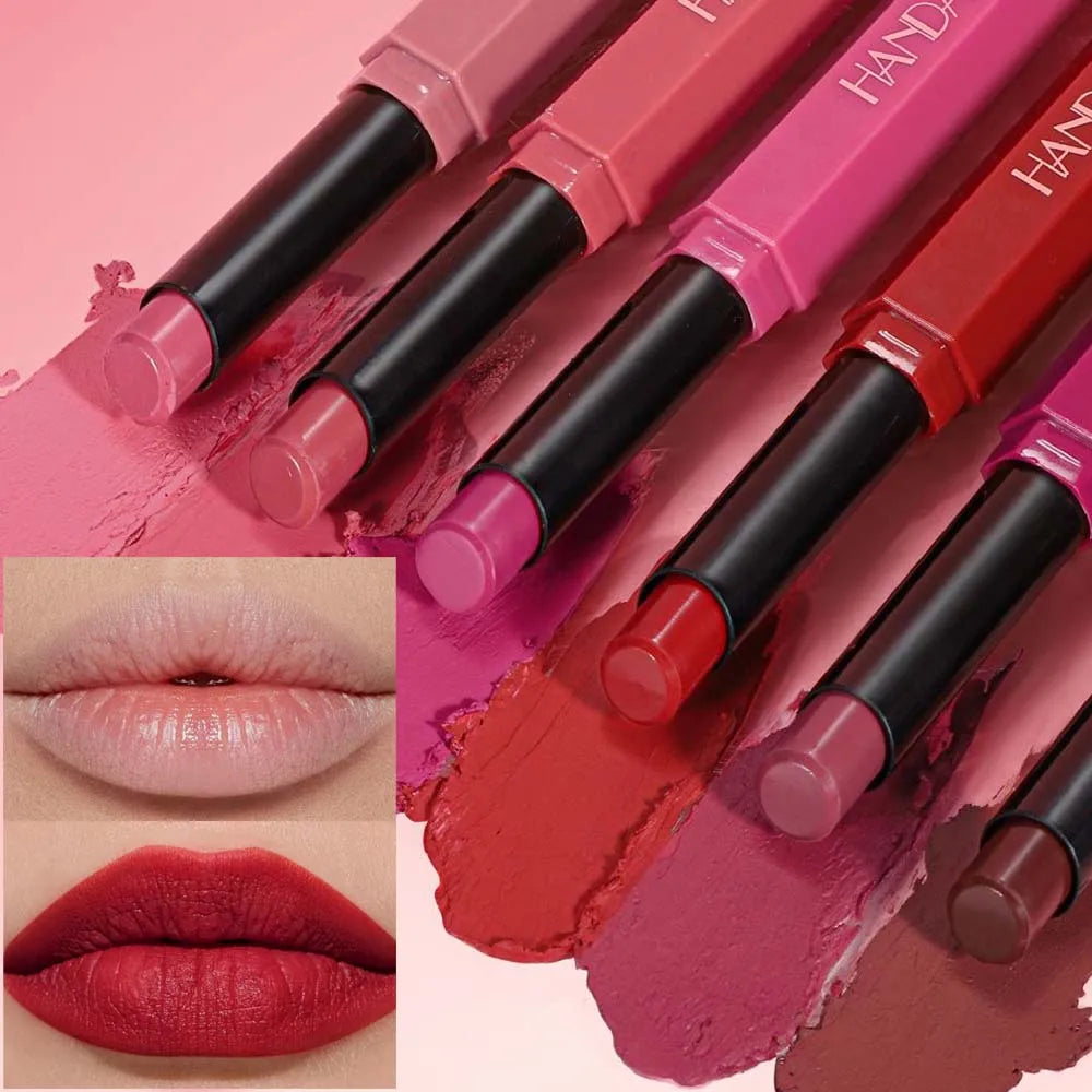 Women's Velvet Matte Lipstick Long-Lasting Non-Stick Cup Waterproof Nude Deep Red Lipstick Makeup 6 Colors Sexy Red Lip Gloss
